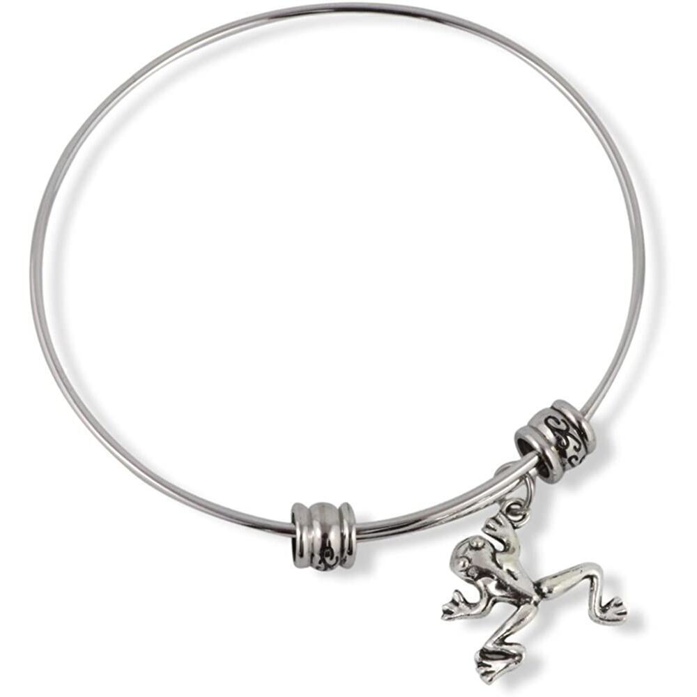 Frog Charm Bangle Bracelet Jewelry